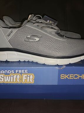 MENS SIZE 12 Skechers Swift Fit Gray Slip-On Sneakers